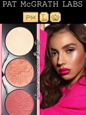 Pat Mcgrath Blush &  Highlighter Palette Baby Pink, Peach, Champagne Shimmer
